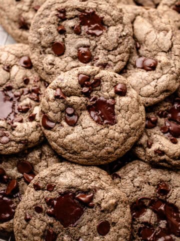 Freshly baked buckwheat chocolate chip cookies.