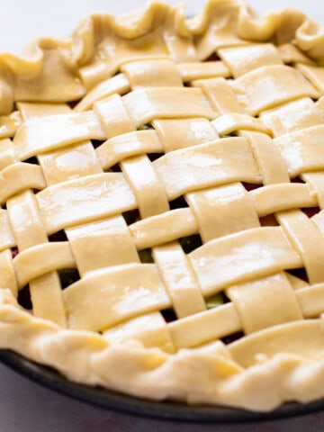 Egg wash on a pie crust.