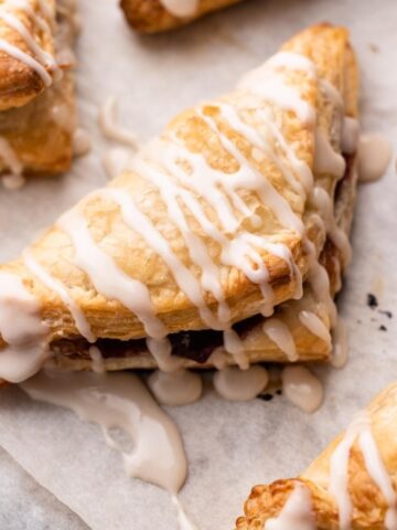 Cherry Turnovers on a sheet tray.