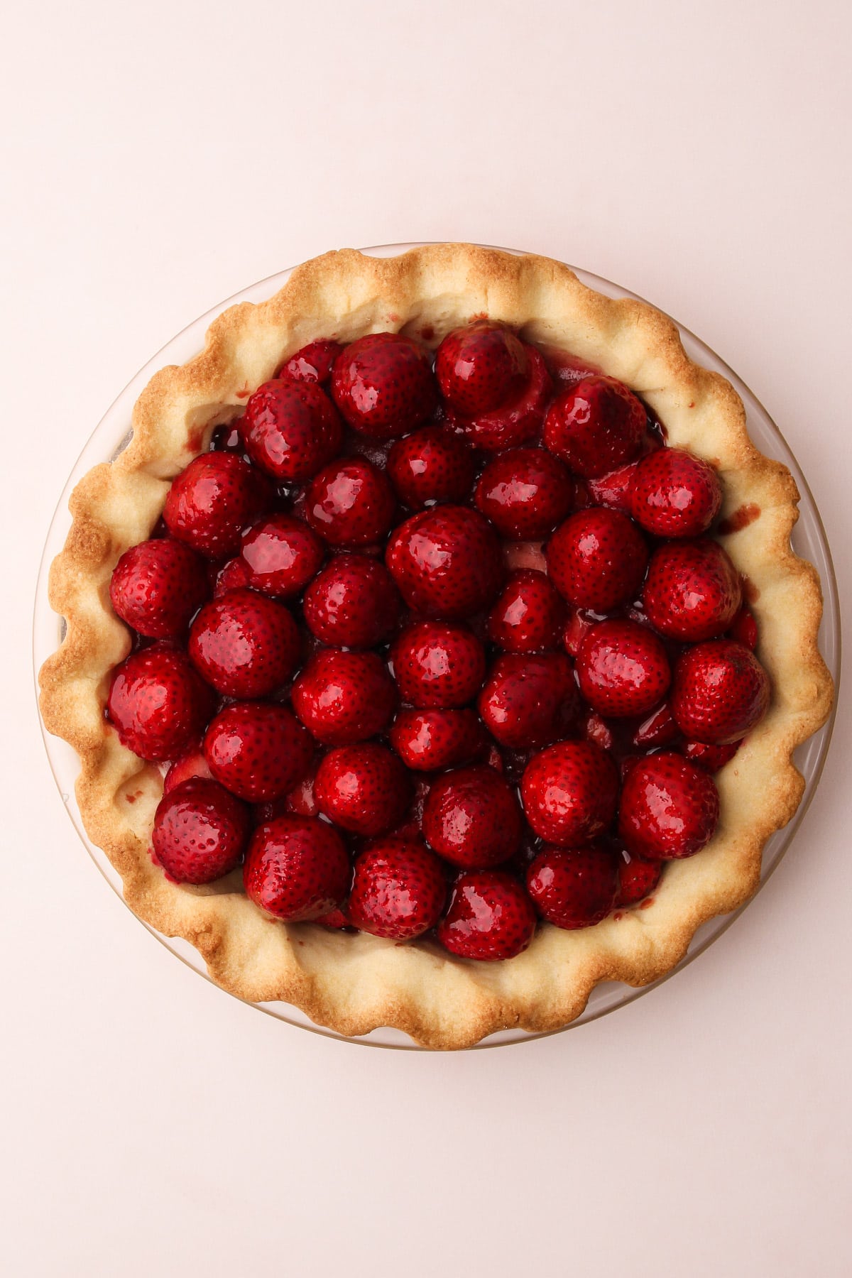 A fresh strawberry pie.