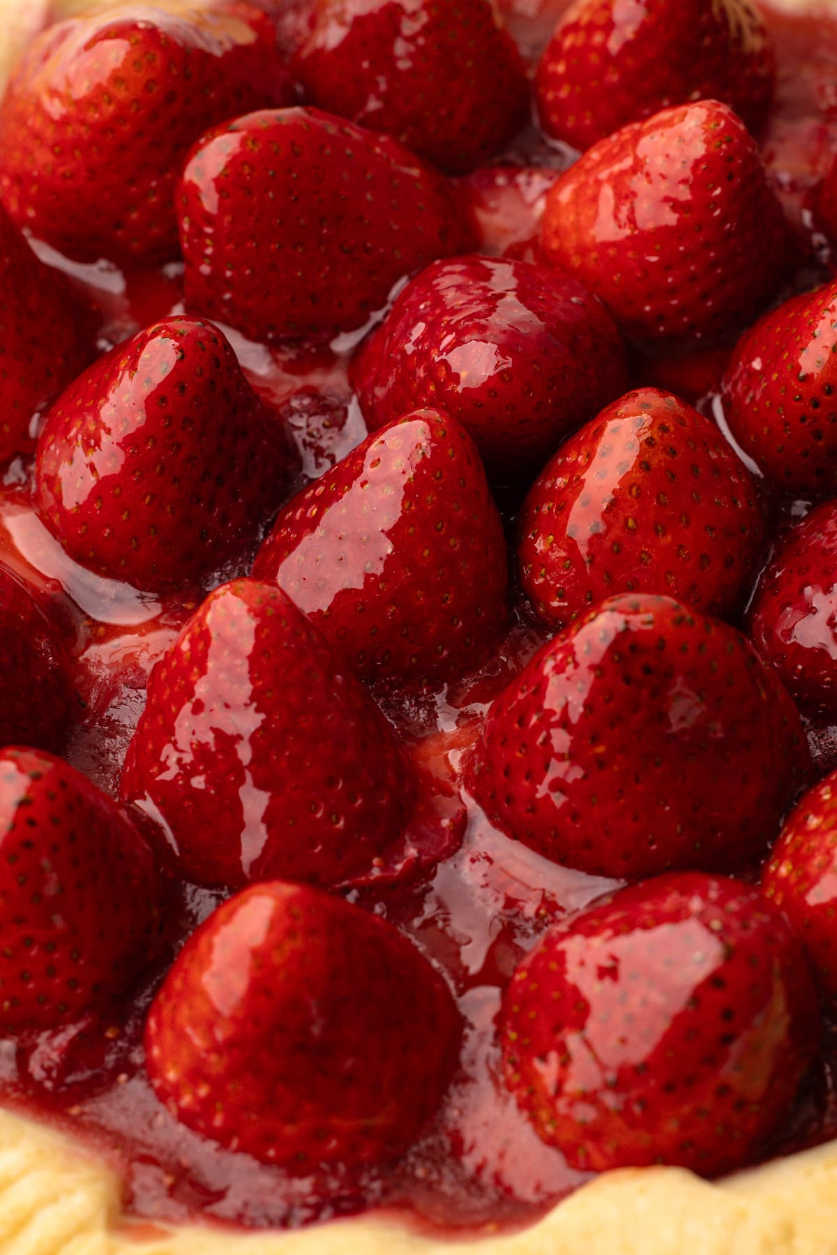 Glazed strawberries.