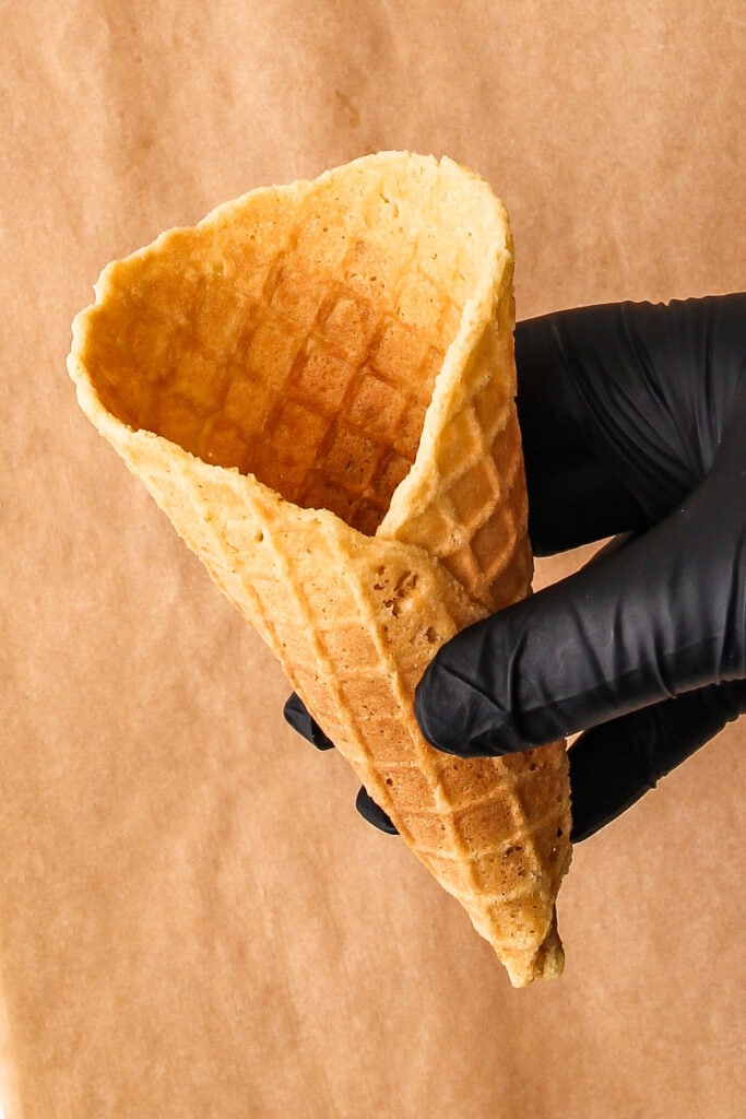 A homemade waffle cone.