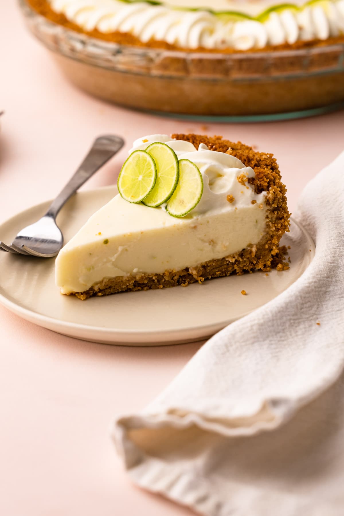 A slice of key lime pie.