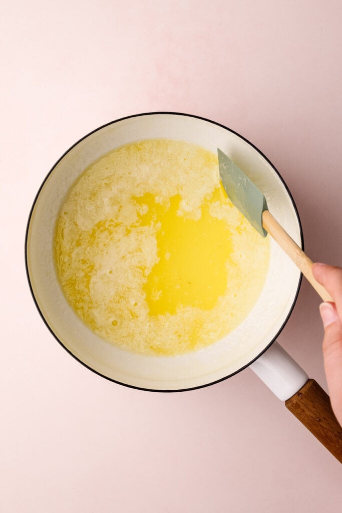 Melted butter for a graham cracker pie crust.