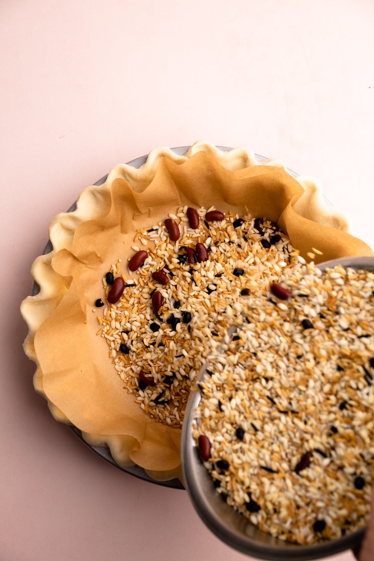 Blind baking pie crust.