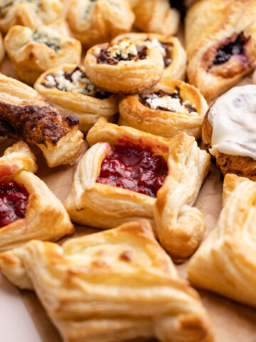 Baked pastries made with puff pastry.