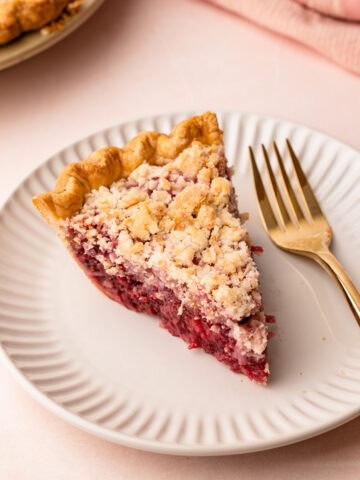 A slice of raspberry coconut macaroon pie.