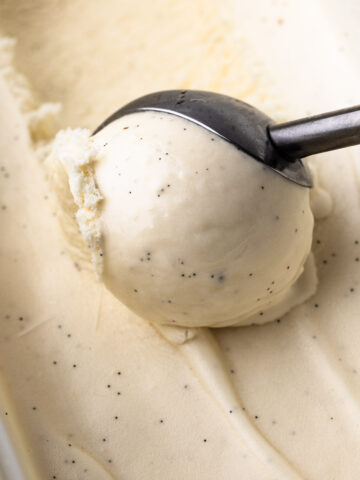 A scoop of vanilla ice cream.